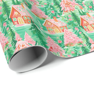 Bright Palm Beach Christmas Gingerbread Houses Wrapping Paper