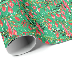 Bright Palm Beach Christmas Greenery Watercolor Wrapping Paper
