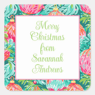 Bright Palm Beach Christmas Ornaments Square Sticker