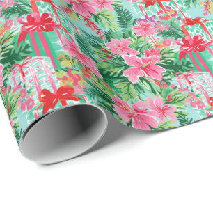 Bright Palm Beach Christmas Presents Watercolor Wrapping Paper