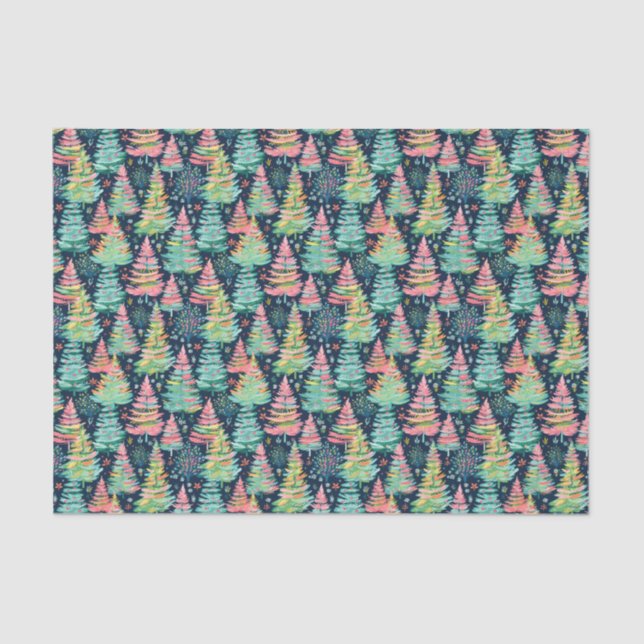 Bright Palm Beach Christmas Trees Tissue Paper (Front)