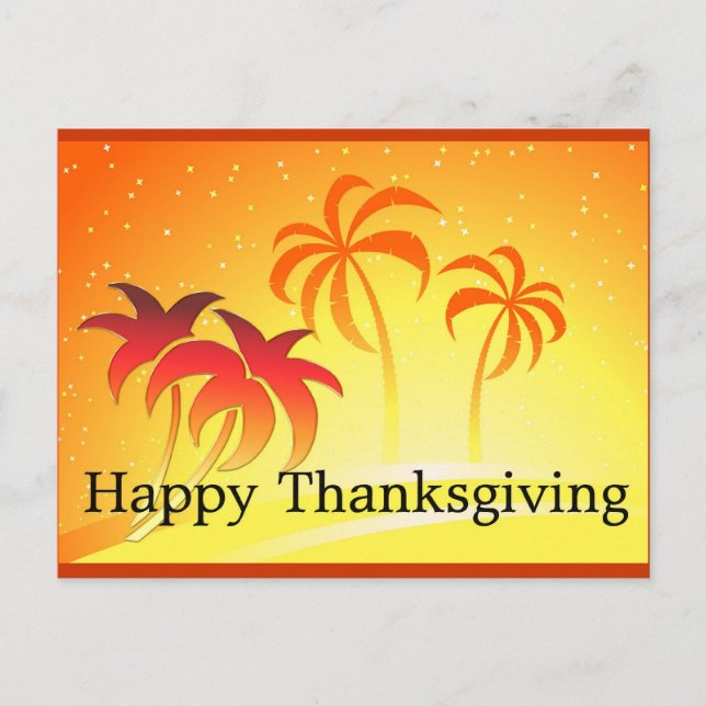 Bright Palm Trees Happy Thanksgiving Postcard (Front)