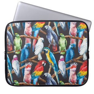 Bright parrot: tropical watercolor wallpaper. laptop sleeve