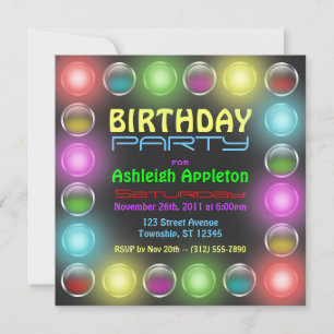 Bright Party Lights Birthday Invitations