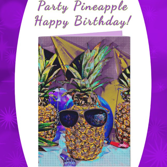 Bright Party Pineapple Happy Birthday Card (Creator Uploaded)