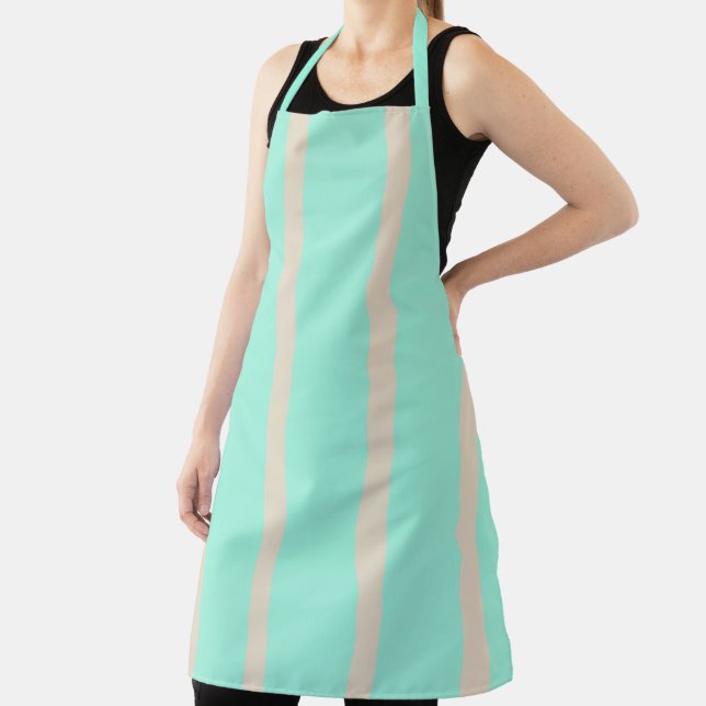 Bright pastel blue and grey striped lines apron (Insitu)