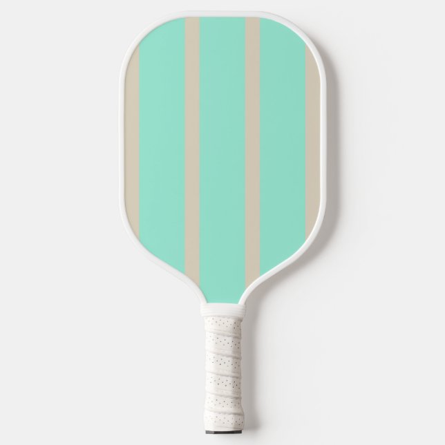 Bright pastel blue and grey striped lines pickleball paddle (Front)