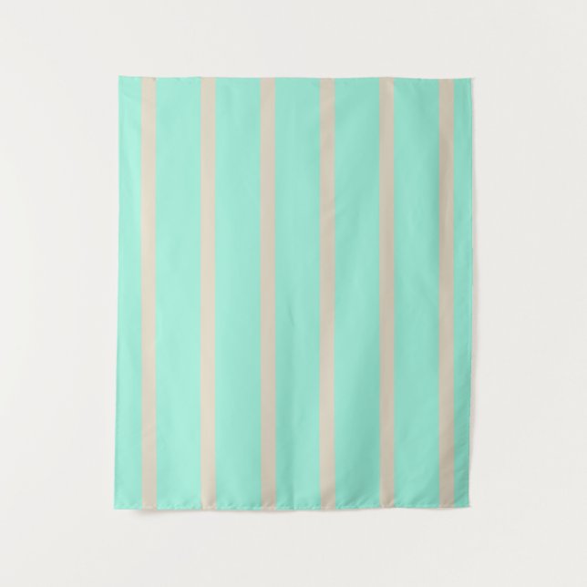 Bright pastel blue and grey striped lines tapestry (Front)