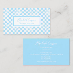 Bright Pastel Blue Chequered Board Business Card