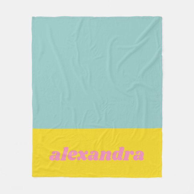 Bright Pastel Colour Block Personalised Fleece Blanket (Front)