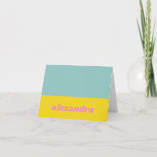 Bright Pastel Colour Block Personalised Note Card