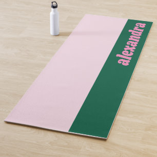 Bright Pastel Colour Block Pink Green Personalised Yoga Mat
