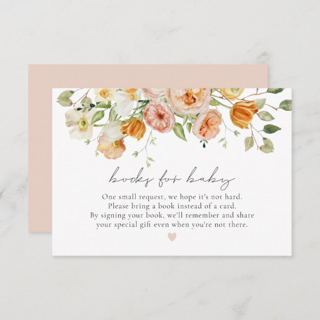 Bright Pastel Floral Girl Shower Books for Baby Enclosure Card (Front/Back)