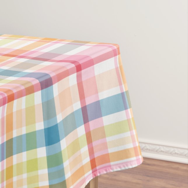 Bright Pastel plaid multicolour clan tartan Tablecloth (In Situ)