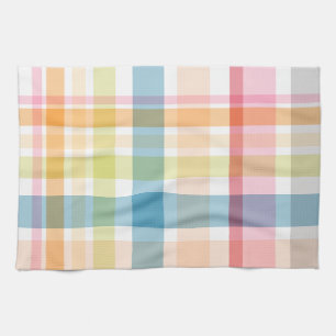 Bright Pastel plaid multicolour clan tartan Tea Towel