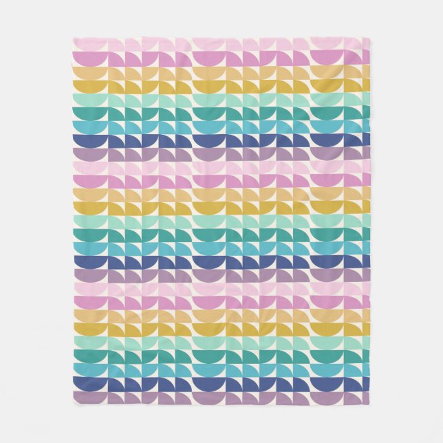 Bright Pastel Rainbow Geometric Shapes Pattern   Fleece Blanket (Front)