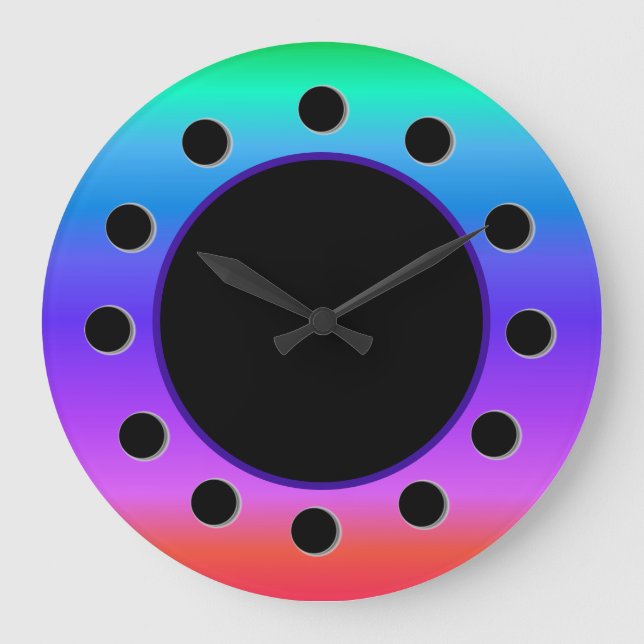 Bright Pastel Rainbow Large Clock (Front)