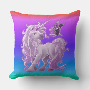 Bright Pastel Rainbow Pink Unicorn Cushion