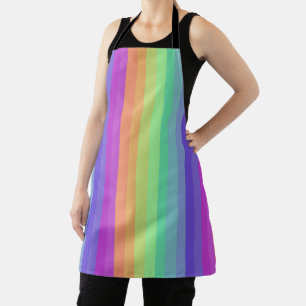 Bright Pastel Rainbow Stripe All-Over Print Apron