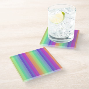 Bright Pastel Rainbow Stripe Coaster