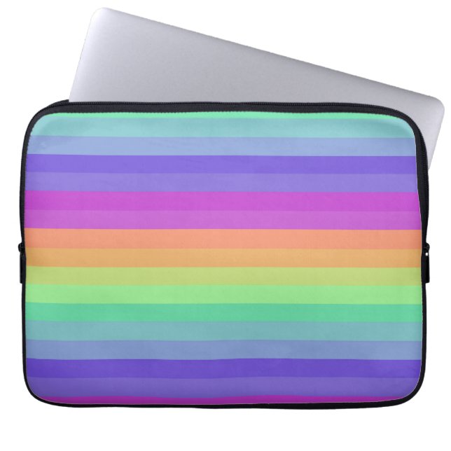 Bright Pastel Rainbow Stripe Electronics Bag (Front)