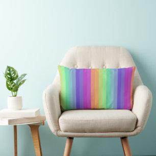 Bright Pastel Rainbow Stripe Throw Pillow