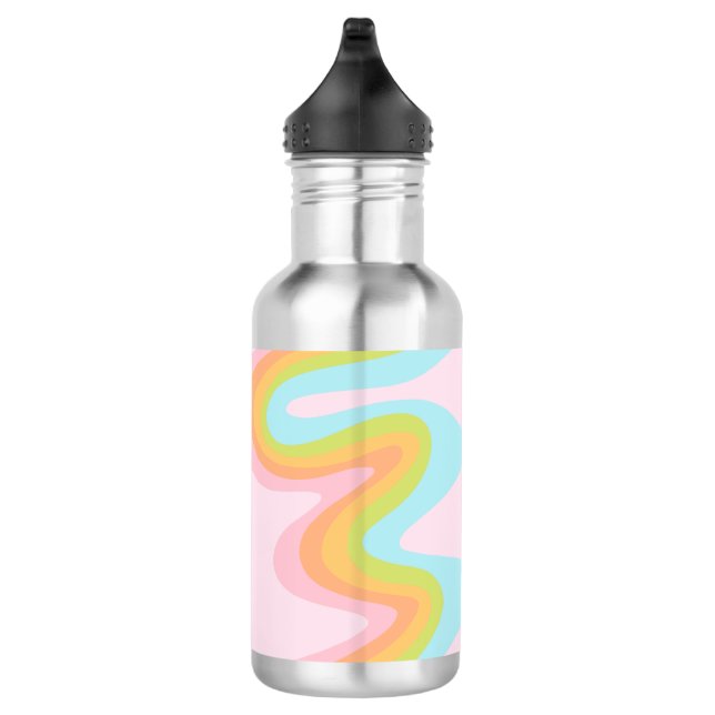 Bright pastel rainbow swirl 532 ml water bottle (Right)