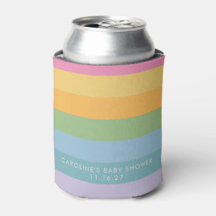 Bright Pastel Stripe Purple Custom Baby Shower Can Cooler