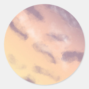 Bright Pastel Sunrise Sky with Clouds Painting Classic Round Sticker