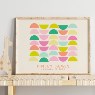 Bright Pastels Geometric Shapes Personalised Poster