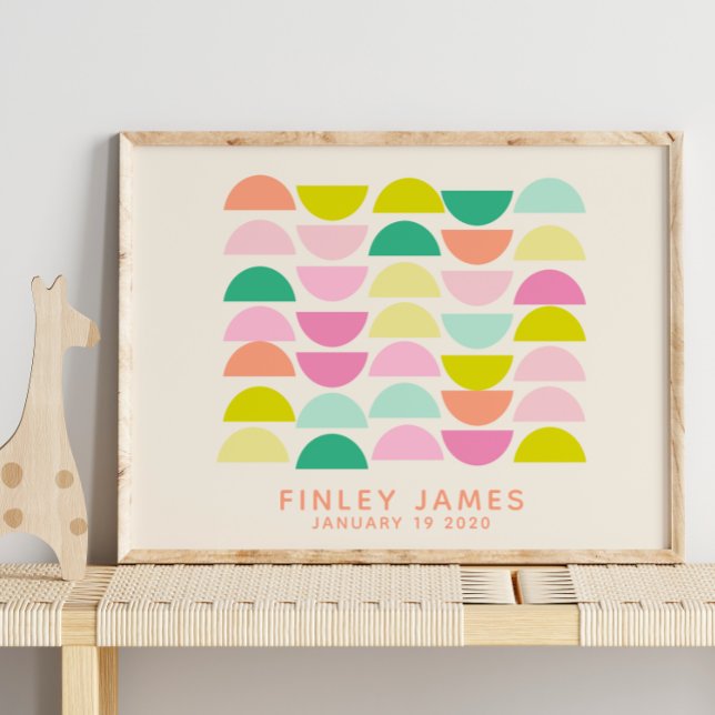 Bright Pastels Geometric Shapes Personalised Poster (Creator Uploaded)