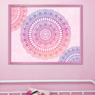 Bright Pastels Lotus Henna Mandala Print