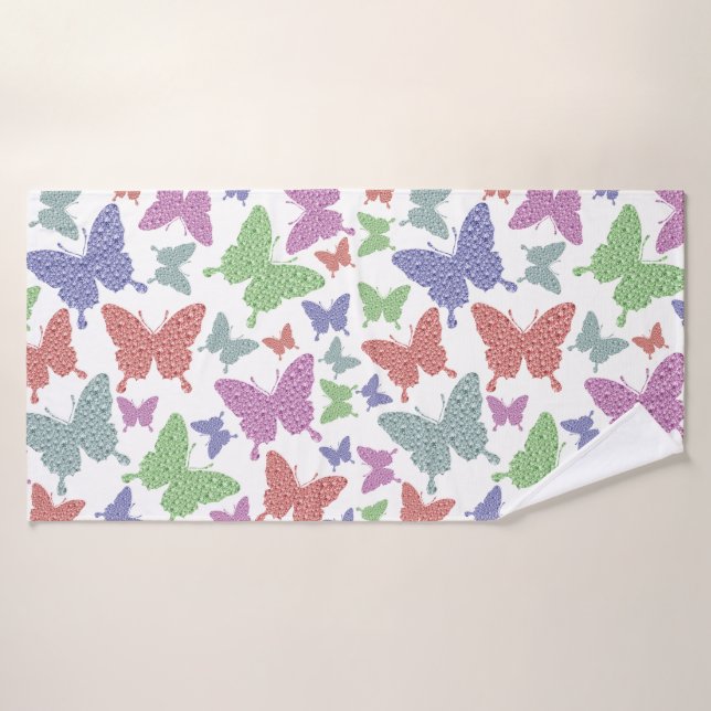 Bright Pastels Seasonal Butterflies Bath Towel (Bath Towel)