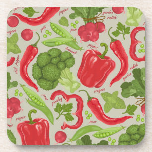 Bright pattern from fresh vegetables coaster