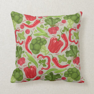 Bright pattern from fresh vegetables cushion