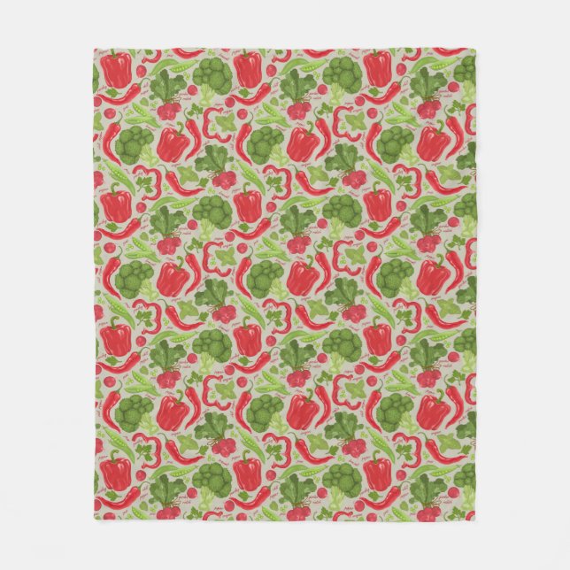 Bright pattern from fresh vegetables fleece blanket (Front)