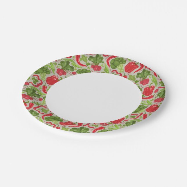 Bright pattern from fresh vegetables paper plate (Angled)