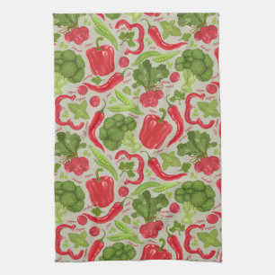 Bright pattern from fresh vegetables tea towel