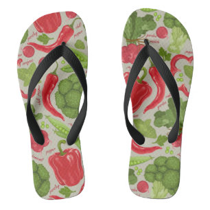 Bright pattern from fresh vegetables thongs
