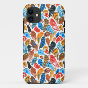 Bright pattern with bird feathers iPhone 11 case