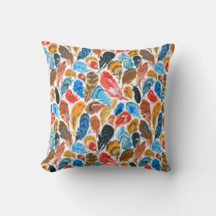 Bright pattern with bird feathers cushion
