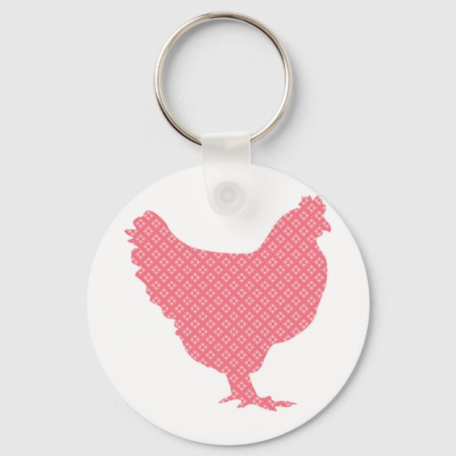 Bright patterned chicken key ring (Front)