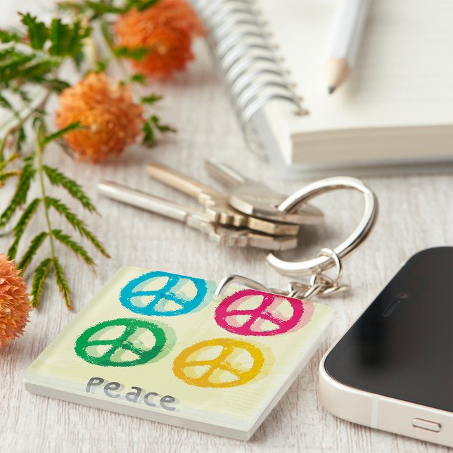 Bright Peace Symbols 1960s Inspired Key Ring (Creator Uploaded)