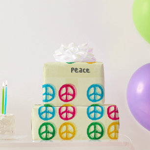 Bright Peace Symbols 1960s Inspired Wrapping Paper