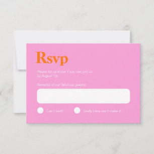 Bright peach and pink minimalist RSVP card