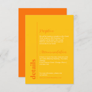 Bright Peach & Yellow Colorful Wedding Info Enclosure Card