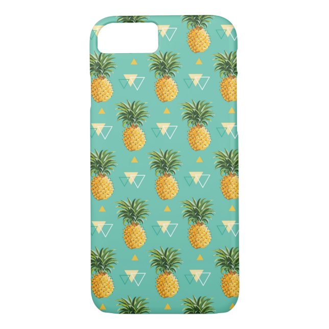Bright Pineapples On Geometric Pattern Case-Mate iPhone Case (Back)