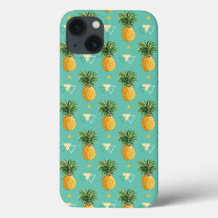 Bright Pineapples On Geometric Pattern iPhone 13 Case
