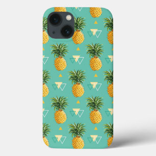 Bright Pineapples On Geometric Pattern iPhone 13 Case