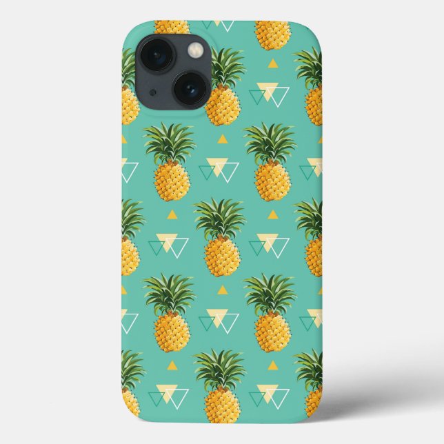 Bright Pineapples On Geometric Pattern Case-Mate iPhone Case (Back)